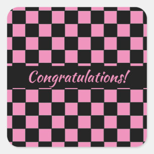 Sticker Carré Tableau de bord rose et noir personnalisé