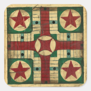 Sticker Carré Tableau de jeu Antique Parcheesi par Ethan Harper