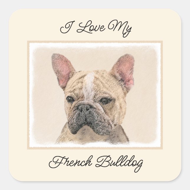 Sticker Carré Tableau Français Bulldog (Sable) - Joli Original D (Devant)