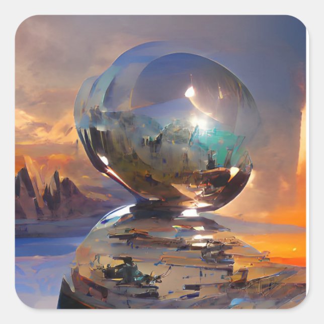 Sticker Carré Tableau numérique vu panoramique joli couleurs pdf (Devant)