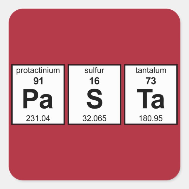 Sticker Carré Tableau périodique PaSTa (Devant)