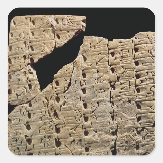Sticker Carré Tablette avec script cuneiform, de Uruk (Devant)