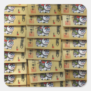 Sticker Carré Tablettes de prière du chat chanceux : Tokyo, Japo