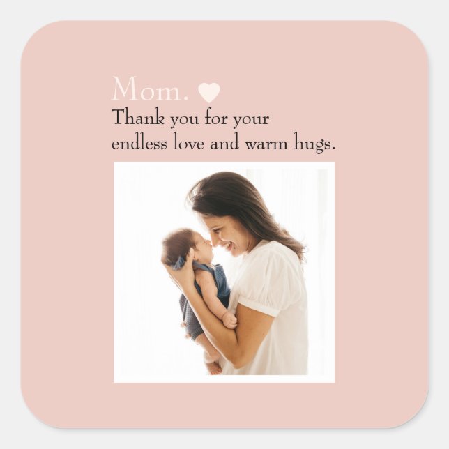 Sticker Carré Tablier de fête des mères avec photo et coeur (Devant)