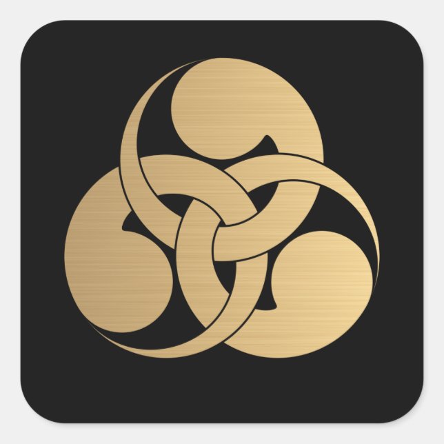 Sticker Carré Tadpole Mon japonais samouraï clan brossé or (Devant)