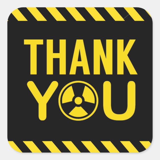 Sticker Carré Tag Merci du parti scientifique (Devant)