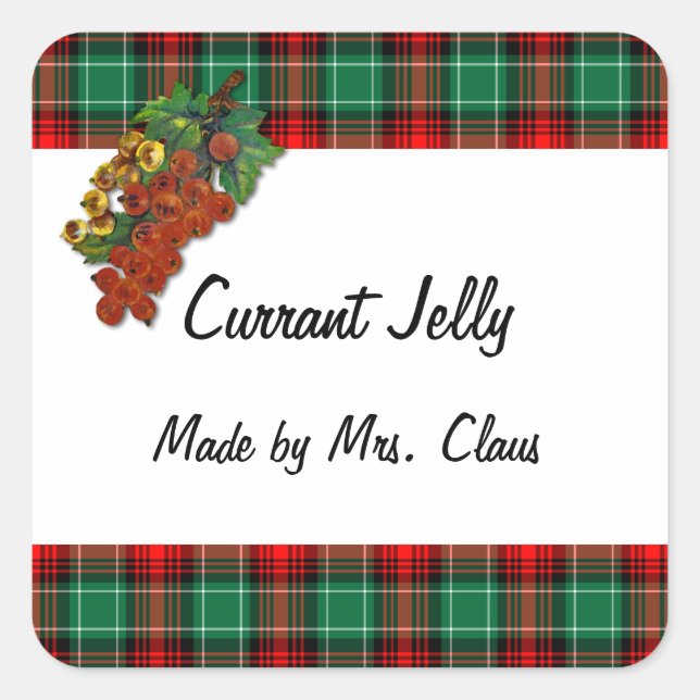 Sticker Carré Tag Recette de vacances Green Red Plaid Custom Rec (Devant)