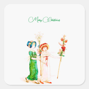 Sticker Carré Tags Cadeaux personnalisés de Noël Vintage