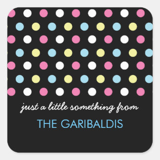 Sticker Carré Tags cadeaux personnalisés Pois de Neon moderne