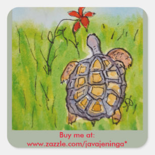 Sticker Carré Tags Favour Tortoise du désert