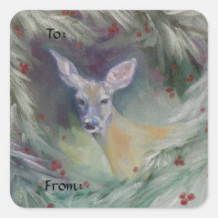 Sticker Carré Tags/Stickers Cadeaux Woodland Spirit