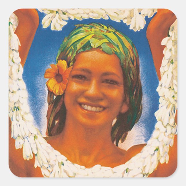 Sticker Carré Tahiti ~ La Perle du Pacifique (Devant)