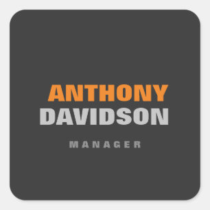 Sticker Carré Taille Parfaite Alternative Gris Orange Texte Gras