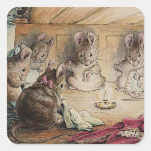 Sticker Carré Tailor Mice coudre un blouson Beatrix Potter 1902