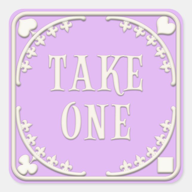 Sticker Carré "Take One" Wonderland Tea Party Charming Purple (Devant)