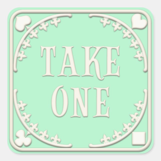 Sticker Carré "Take One" Wonderland Tea Party invitant Green (Devant)