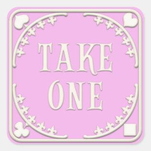 Sticker Carré "Take One" Wonderland Tea Party Whimsical rose