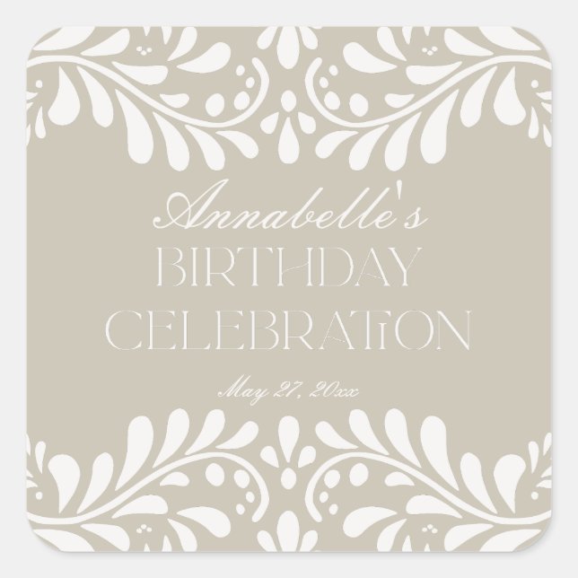 Sticker Carré Talavera beige Carrelage Espagne Fiesta Anniversai (Devant)