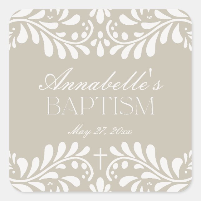 Sticker Carré Talavera beige Carrelage Espagne Fiesta Baptême Fa (Devant)