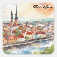 Tallinn Estonie Peinture Aquarelle Panorama