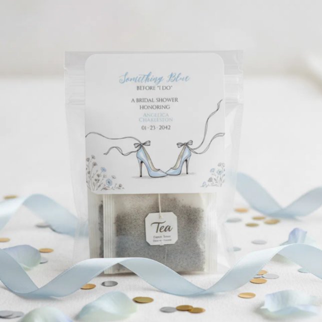 Sticker Carré Talons Bleus Clair pour Baby Shower de Mariée (Light Blue Heels Bridal Shower Square Sticker
)