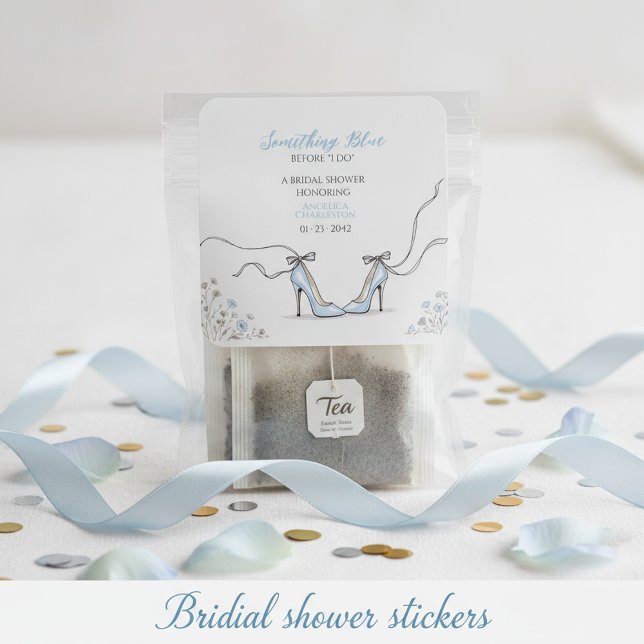 Sticker Carré Talons Bleus Clair pour Baby Shower de Mariée (Light Blue Heels Bridal Shower Square Sticker
)