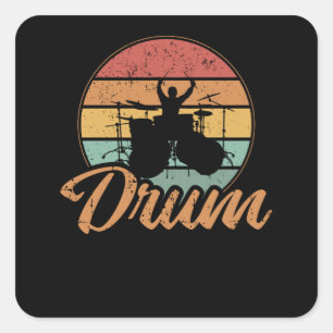 Sticker Carré Tambours   Drumming Lover Drummer Cadeau
