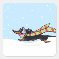 Tan noir Dachshund hiver de course froide