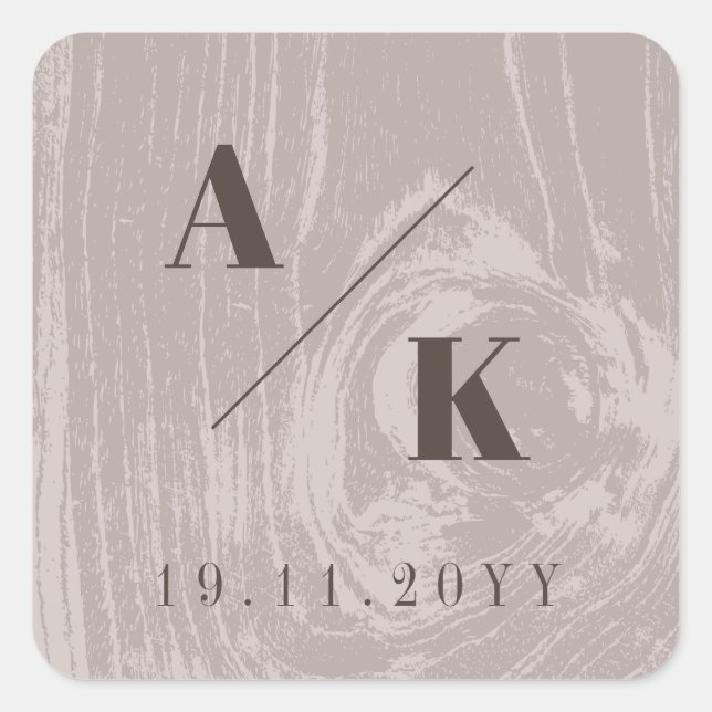 Sticker Carré Tan Rustic Woodgrain Texture Mariage de automne d' (Devant)