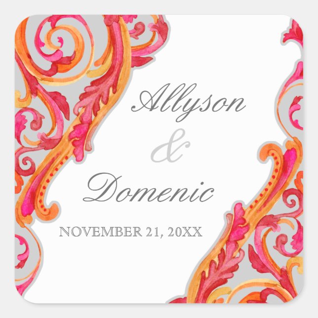 Sticker Carré Tangerine Hot Pink (Devant)