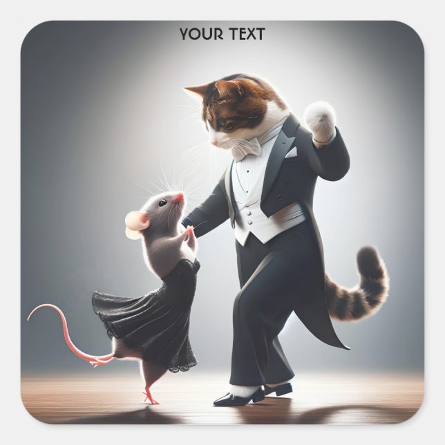 Sticker Carré Tango de la souris de chat Imaginaire (Devant)