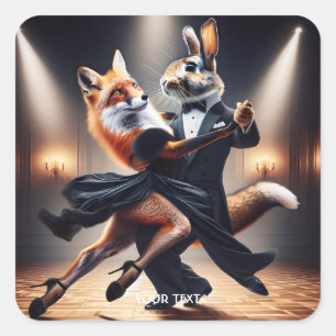 Sticker Carré Tango de lapin de renard mignon Imaginaire