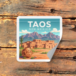 Sticker Carré Taos vintage Nouveau-Mexique