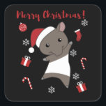 Sticker Carré Tapir Christmas Tapire Winter<br><div class="desc">The tapir for Christmas with fairy lights. Funny animals with toxits and snow for the holidays. Donc Funny for Christmas in July. Tapirs are cute animals et parfait pour Christmas.</div>