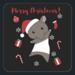 Sticker Carré Tapir Christmas Tapire Winter<br><div class="desc">The tapir for Christmas with fairy lights. Funny animals with toxits and snow for the holidays. Donc Funny for Christmas in July. Tapirs are cute animals et parfait pour Christmas.</div>