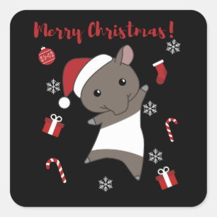 Sticker Carré Tapir Christmas Tapire Winter