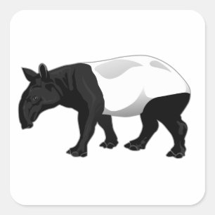 Sticker Carré Tapir noir et blanc