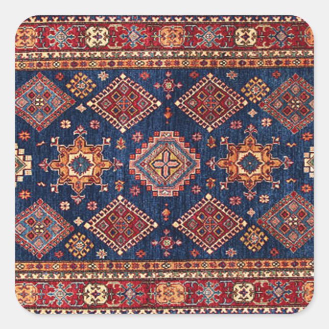 Sticker Carré Tapis Oriental Perse de Style Turc (Devant)