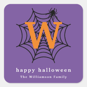 Sticker Carré Tapisserie araignée Halloween Monogramme pour la f