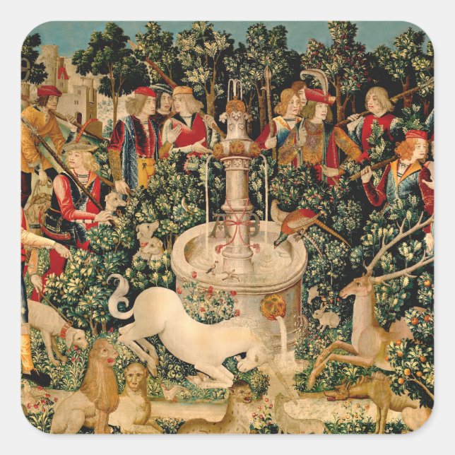 Sticker Carré Tapisseries Unicorne Trouvé Légende Mythique (Devant)