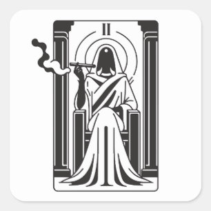 Sticker Carré Tarot High Prestess Weight Fumer Occulte
