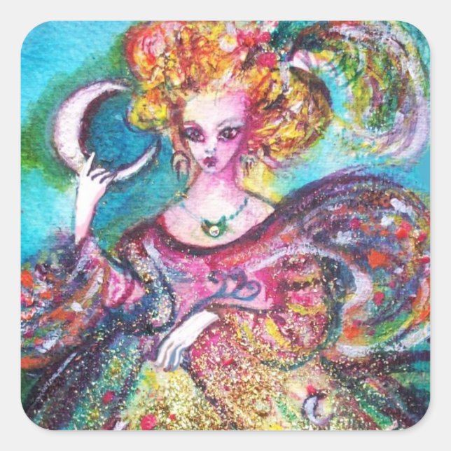 STICKER CARRÉ TAROTS DES OMBRES PERDUES /LA DAME DE LA LUNE (Devant)