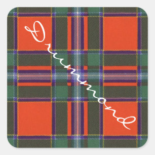 Sticker Carré Tartan écossais de clan de Drummond - plaid