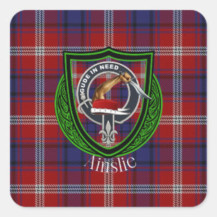 Sticker Carré Tartan et blason du clan écossais Ainslie