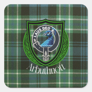 Sticker Carré Tartan et blason du clan écossais Arbuthnott
