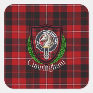 Sticker Carré Tartan et blason du clan écossais Cunningham