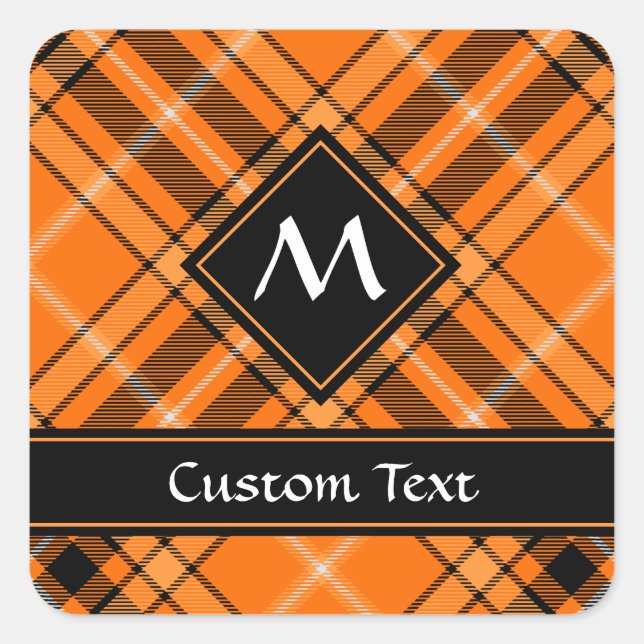 Sticker Carré Tartan orange d'Halloween (Devant)