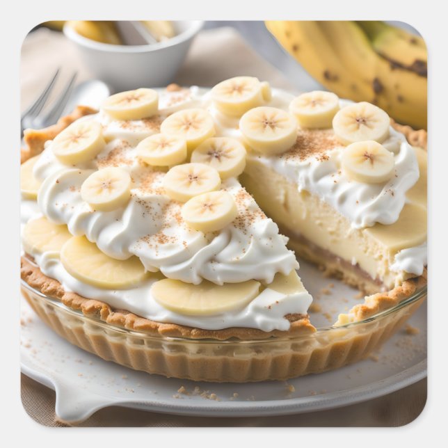 Sticker Carré Tarte à la crème de banane (Devant)