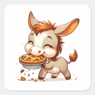 Sticker Carré Tarte à l'âne adorable