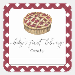 Sticker Carré Tarte aquarelle - plaque de Baby shower